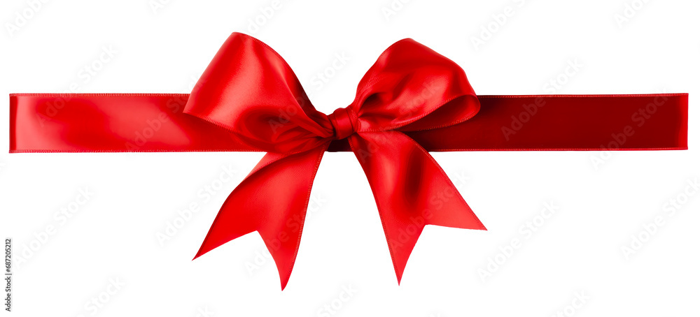 A red ribbon with a bow in the middle - Isolated, no background A red ribbon with a bow in the middle - Isolated, no background