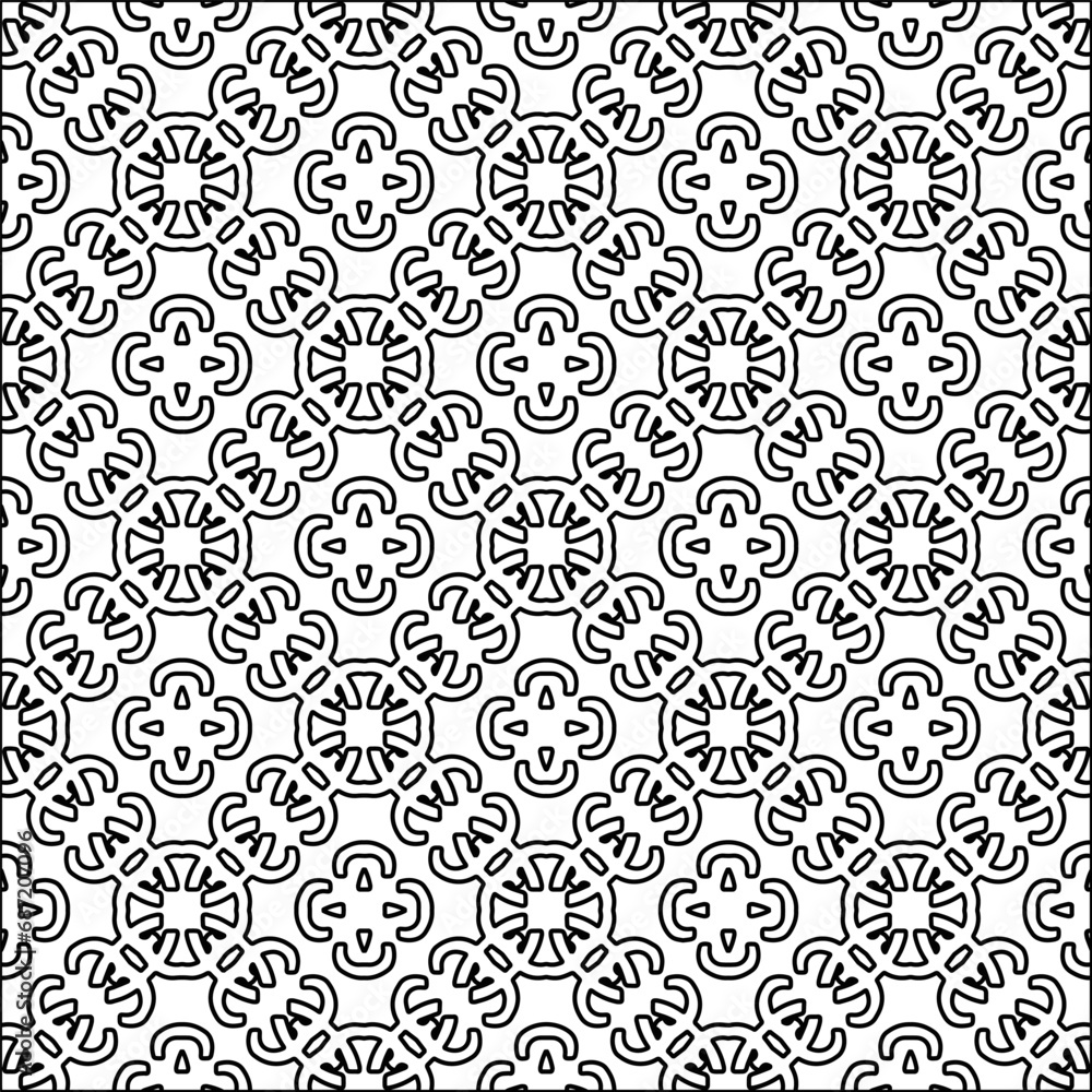  Figures from lines.Abstract background. Black  pattern for web page, textures, card, poster, fabric, textile. Repeat pattern. 