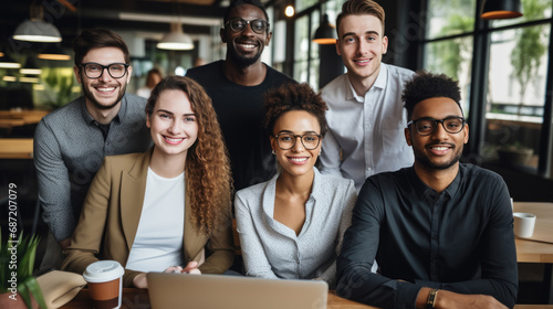 Wallpaper Mural Smiling and successful group of men and women in a company's office Torontodigital.ca