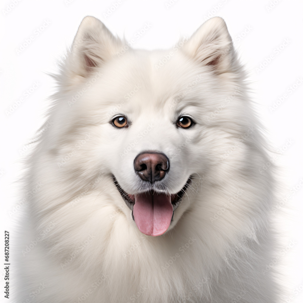 Samoyed husky on a white background. dog, pet, animal. portrait close-up. Samoyed husky on a white background. dog, pet, animal. portrait close-up.