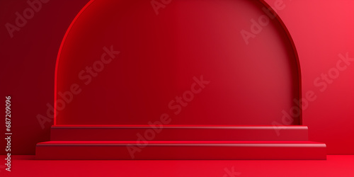 red luxury minimal 3d podiu...