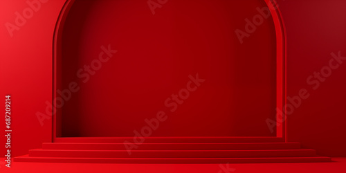 red luxury minimal 3d podiu...