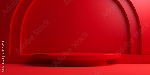 red luxury minimal 3d podiu...
