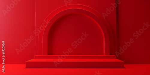 red luxury minimal 3d podiu...
