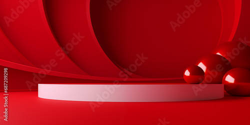 red luxury minimal 3d podiu...