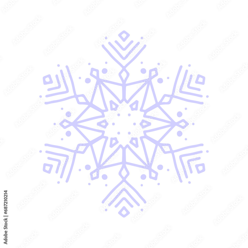 handdrawn illustration of snowflake on white background handdrawn illustration of snowflake on white background