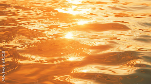 Golden Reflections on Water Surface During Sunset Background