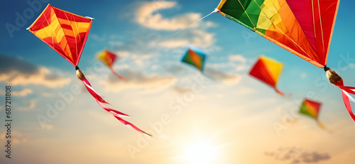 Beautiful flying kites during makar sankranti.