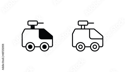 Fire Van icon design with white background stock illustration