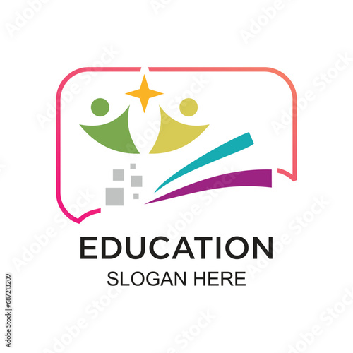 Education logo desgn simple concept Premium Vector