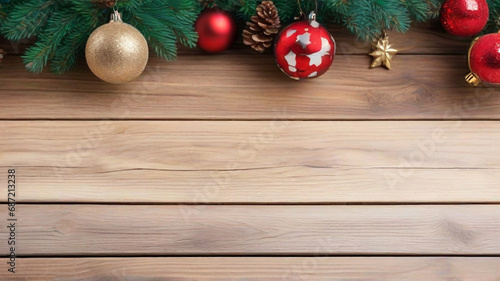 Christmas decoration on a wooden background © ISMAIL