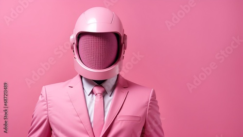 Faceless Pink Portrait Man with Suit Digital Background Abstract Mask Design © amonallday