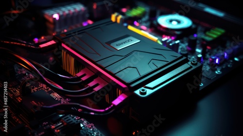 hard disk in colorful light photo
