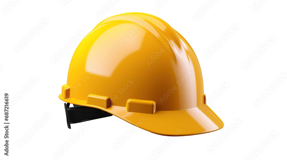 Yellow hard hat, protective helmet isolated on transparent background, PNG image with background removed, Created with Generative Ai technology. Yellow hard hat, protective helmet isolated on transparent background, PNG image with background removed, Created with Generative Ai technology.