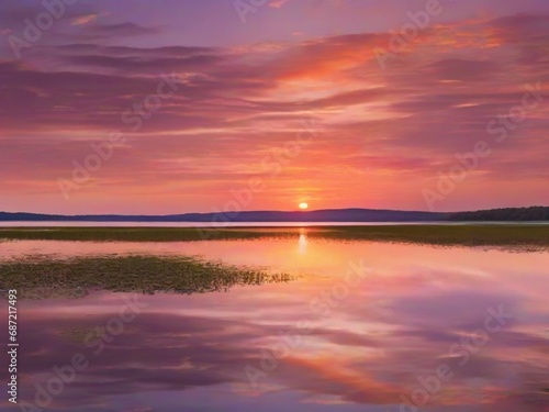 sunset over the lake © kainat