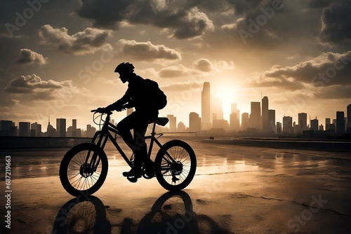 Silhouette of a bike rider 