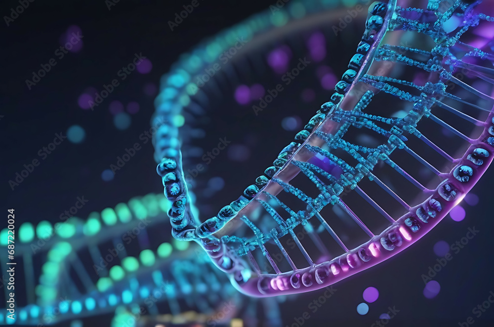 A microscope zoomed in on a DNA strand made of binary code A microscope zoomed in on a DNA strand made of binary code