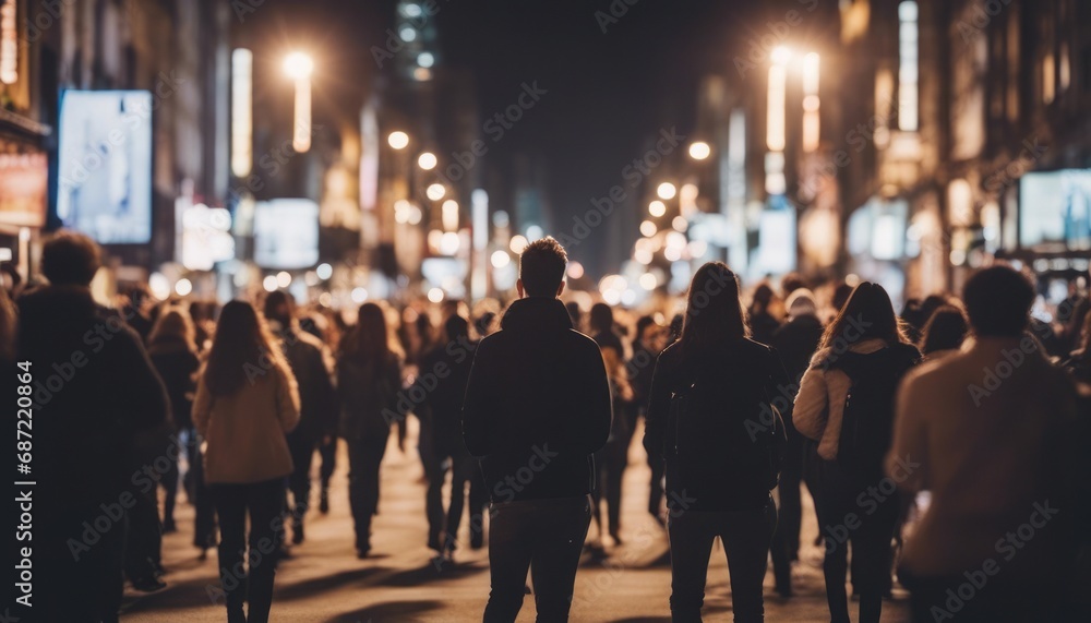 Blurred crowd of unrecognizable at the street