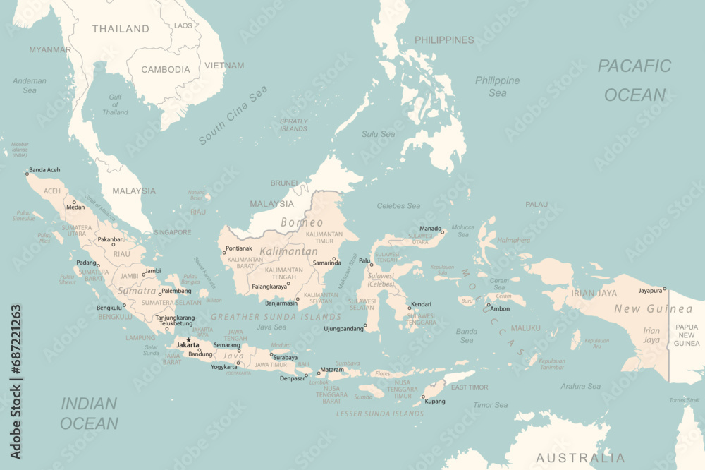 Fototapeta premium Indonesia - detailed map with administrative divisions country.