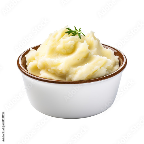 Fényképezés mashed potatoes in a bowl isolated on transparent background Remove png, Clippin