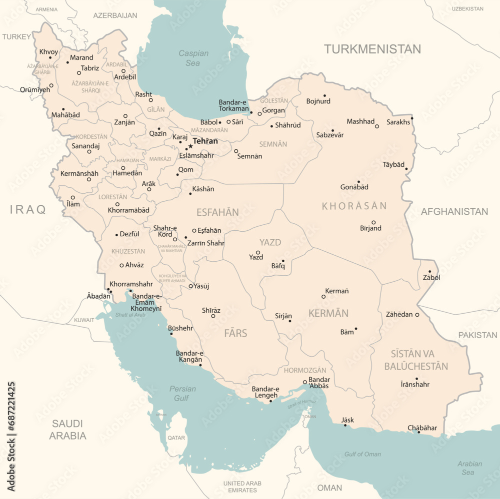 Iran - detailed map with administrative divisions country.