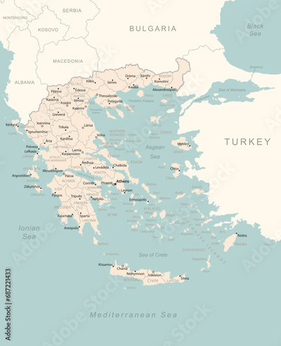 Greece - detailed map with administrative divisions country.