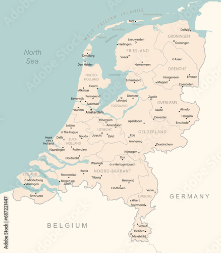 Netherlands - detailed map with administrative divisions country.