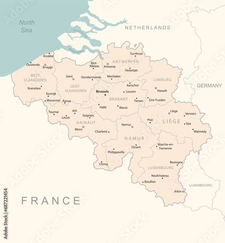 Belgium - detailed map with administrative divisions country.