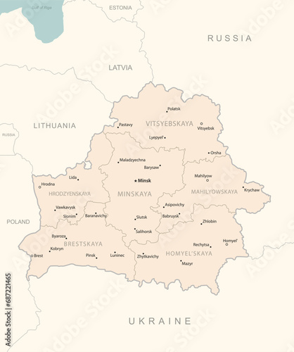 Belarus - detailed map with administrative divisions country.