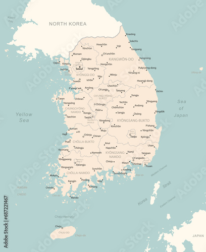 South Korea - detailed map with administrative divisions country.