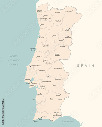Portugal - detailed map with administrative divisions country.