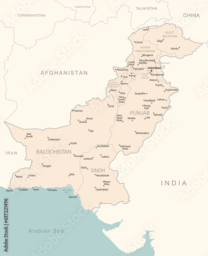 Pakistan - detailed map with administrative divisions country.