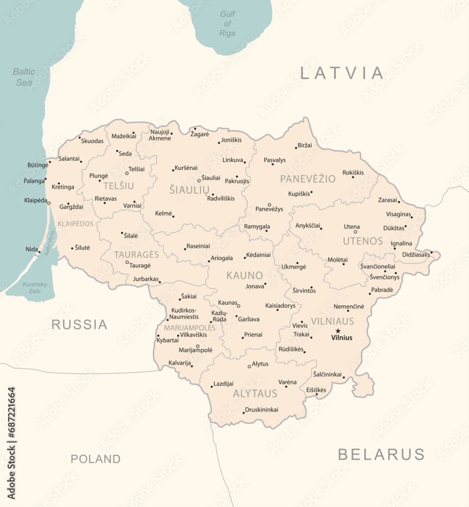 Lithuania - detailed map with administrative divisions country.
