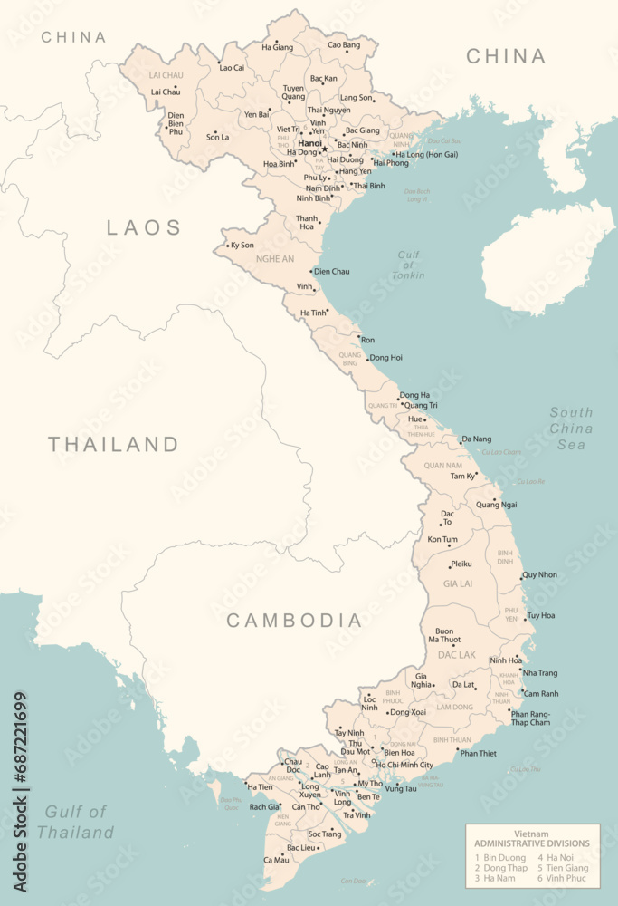Vietnam - detailed map with administrative divisions country.