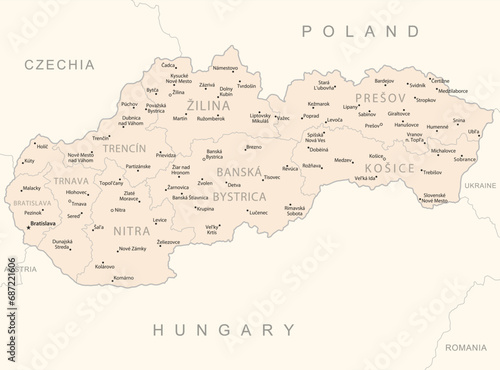 Slovakia - detailed map with administrative divisions country.