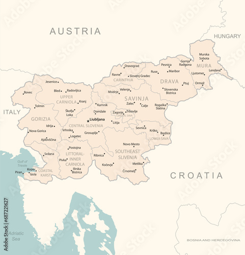 Slovenia - detailed map with administrative divisions country.