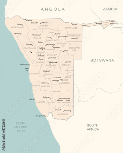 Namibia - detailed map with administrative divisions country.