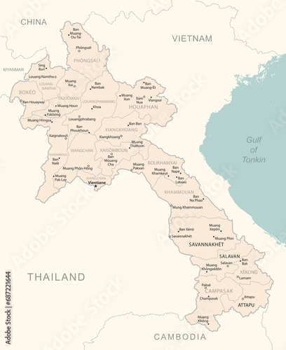 Laos - detailed map with administrative divisions country.