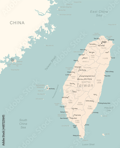 Taiwan - detailed map with administrative divisions country.
