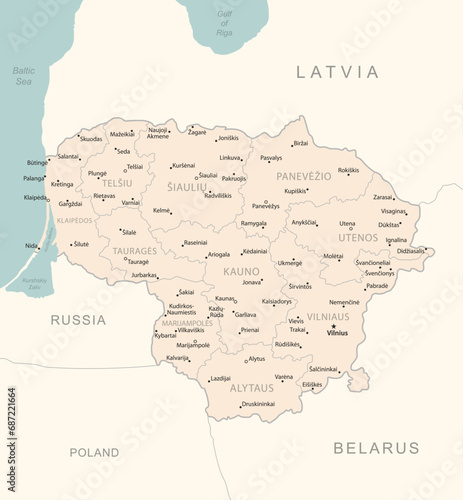 Lithuania - detailed map with administrative divisions country.