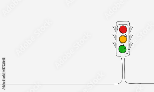 continuous line drawing traffic lights. Single line draw design vector graphic illustration.