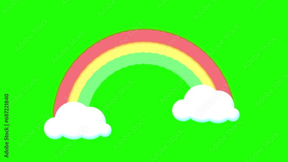 rainbow red yellow green rainbow cartoon animation green screen video ...