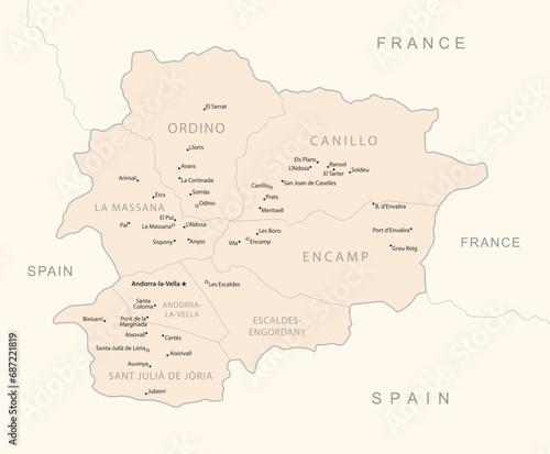 Andorra - detailed map with administrative divisions country.