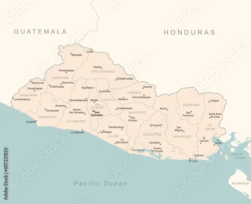 El Salvador - detailed map with administrative divisions country.