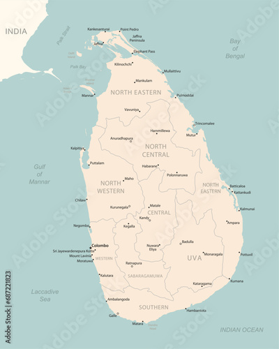 Sri Lanka - detailed map with administrative divisions country.
