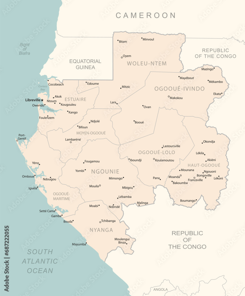 Gabon - detailed map with administrative divisions country.