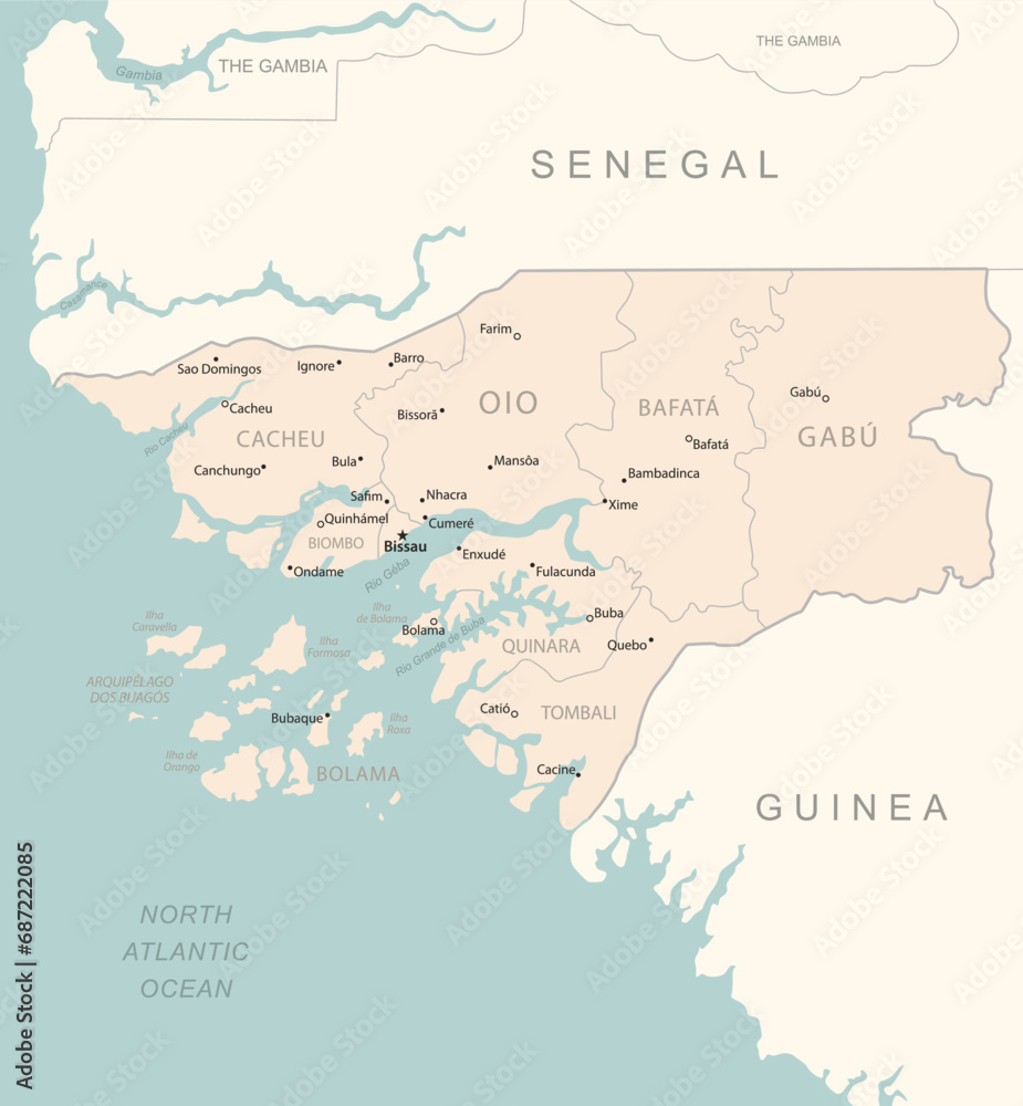 Guinea-Bissau - detailed map with administrative divisions country.