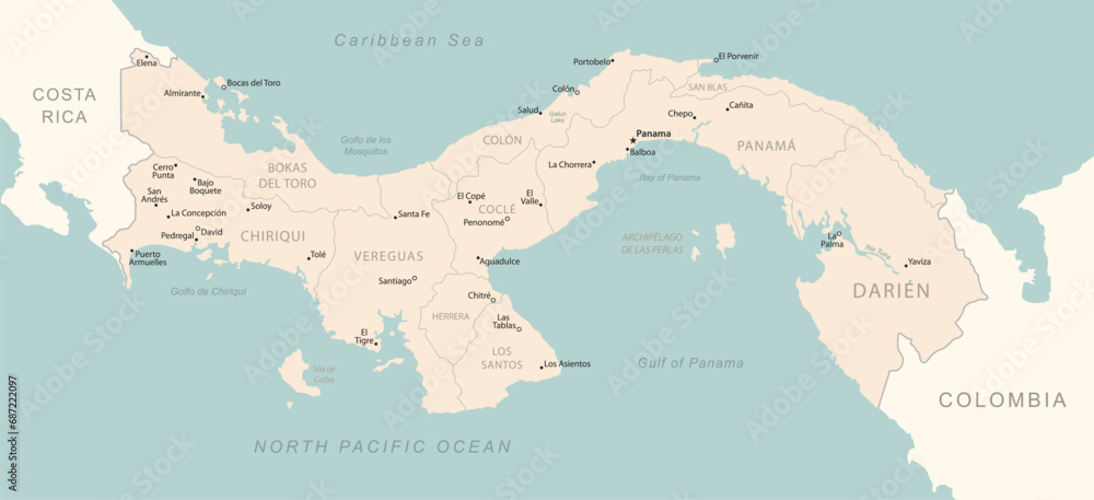 Obraz premium Panama - detailed map with administrative divisions country.