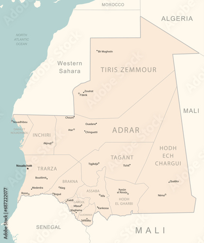 Mauritania - detailed map with administrative divisions country.