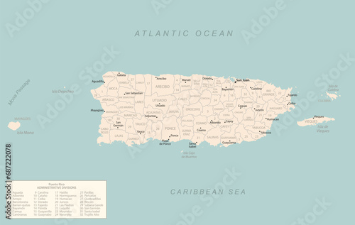 Puerto Rico - detailed map with administrative divisions country.